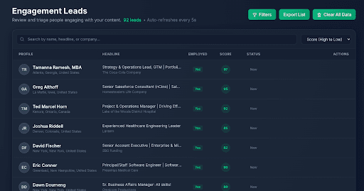 Profile enrichment interface
